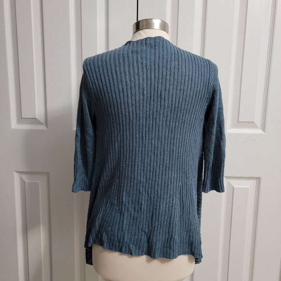 Eileen Fisher Drape Cardigan, Linen Silk, Blue, Women's Size XS - Picture 3 of 10